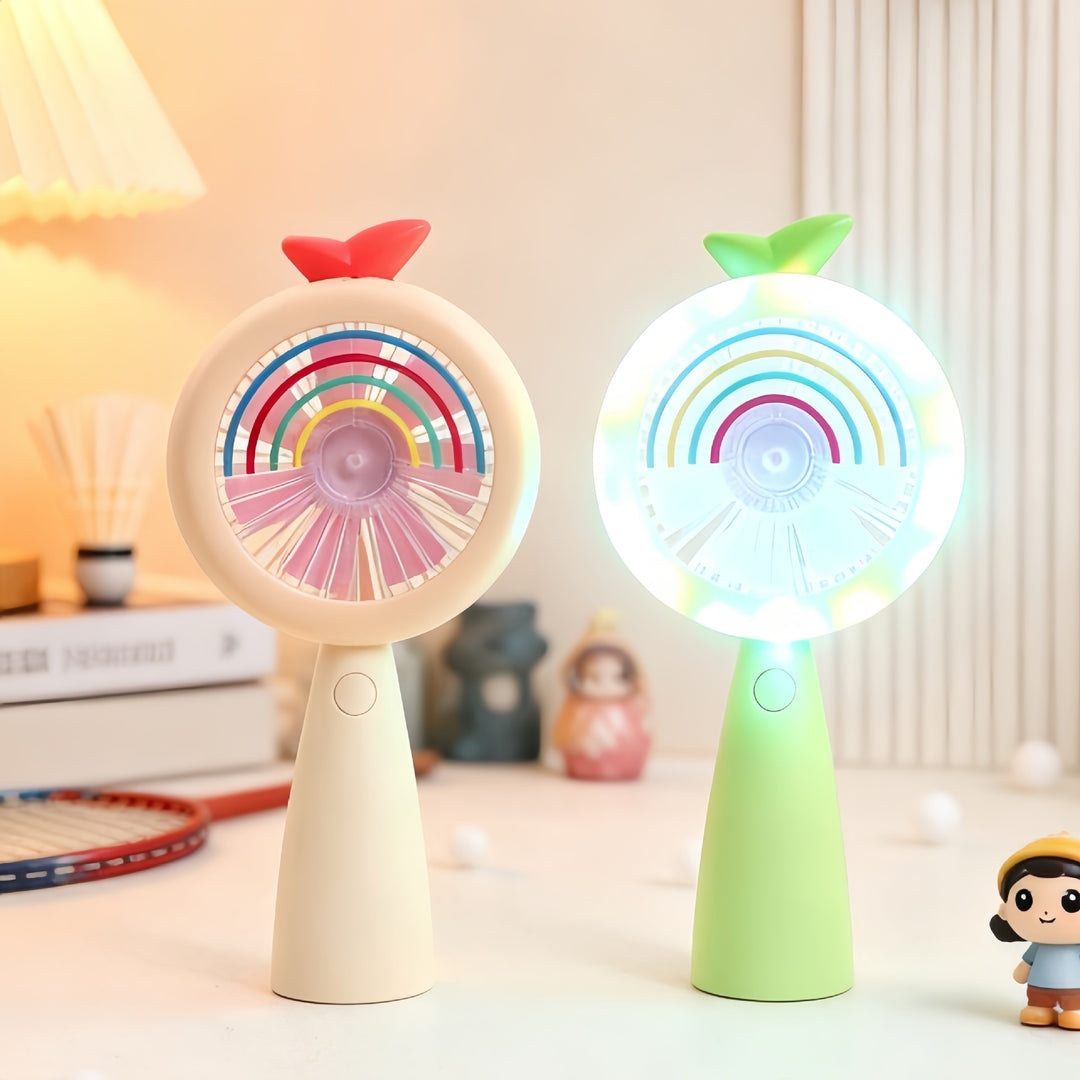 Women's Portable Mini Fan with LED Lighting and Innovative Display Function Bowlift