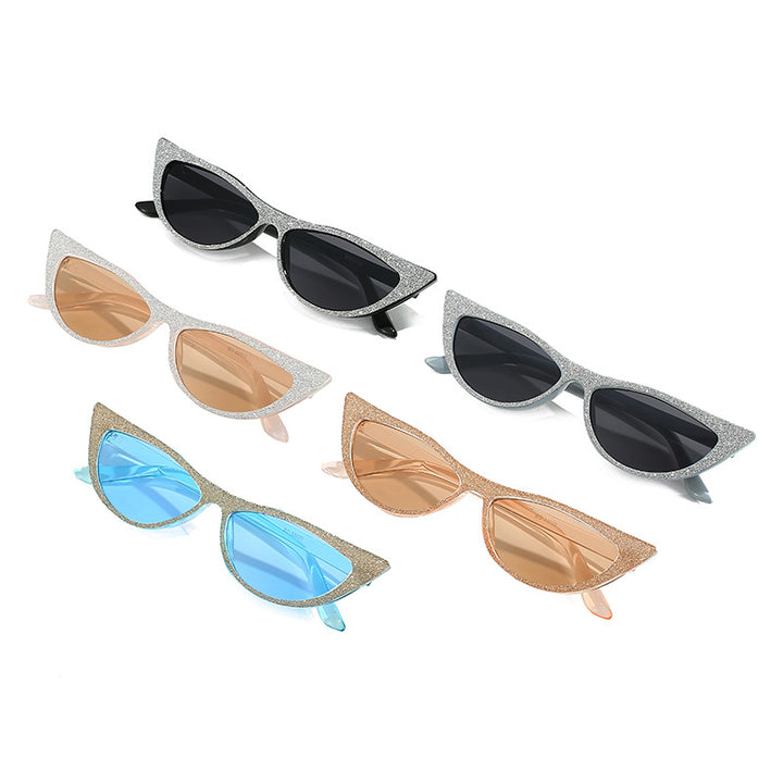 Women's Cat-Eye Sunglasses with Glittering Frame Bowlift