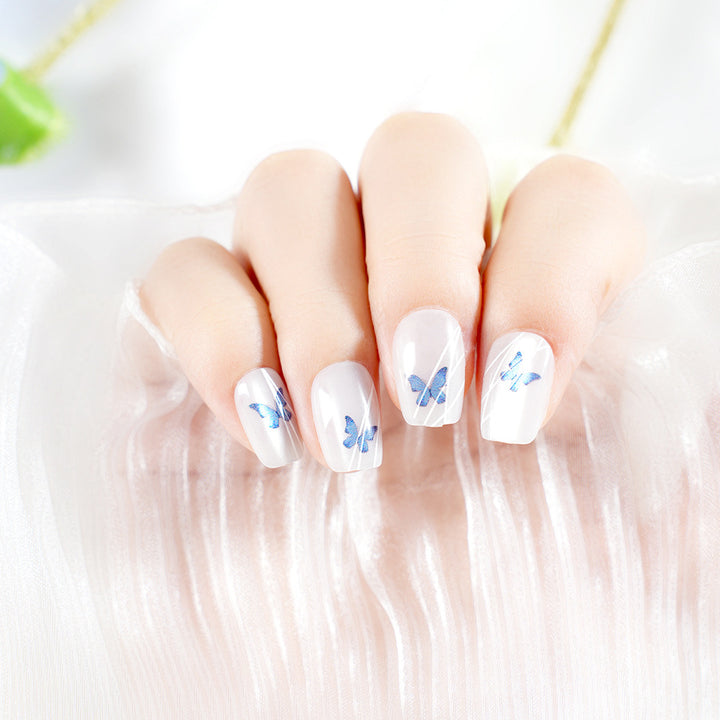 Elegant Butterfly Print Press-On Nail Set Bowlift