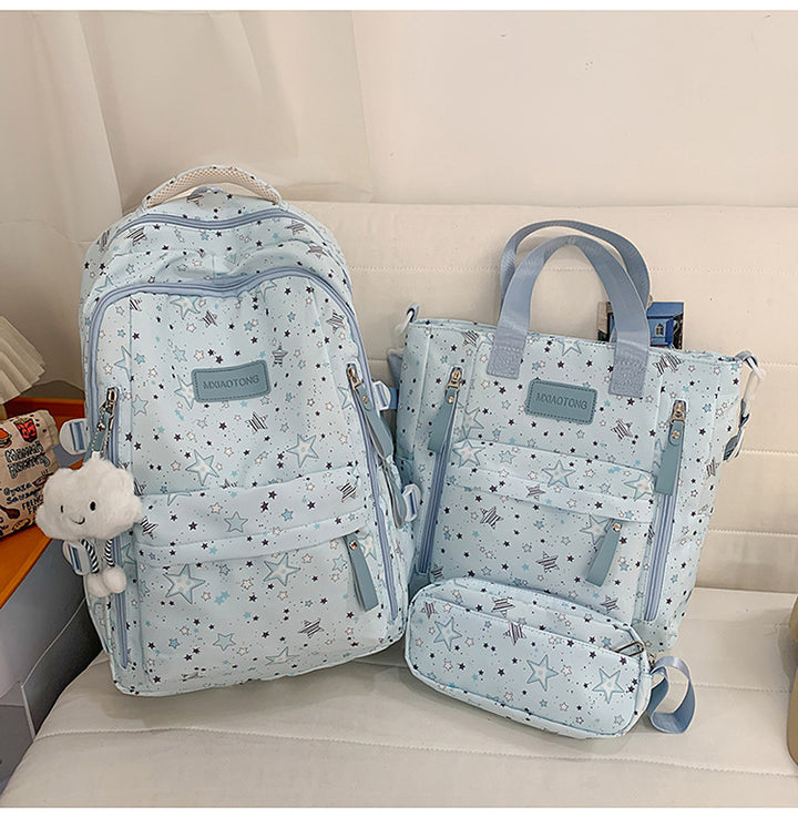 Star-Printed Multipurpose School Backpack and Tote Set Bowlift