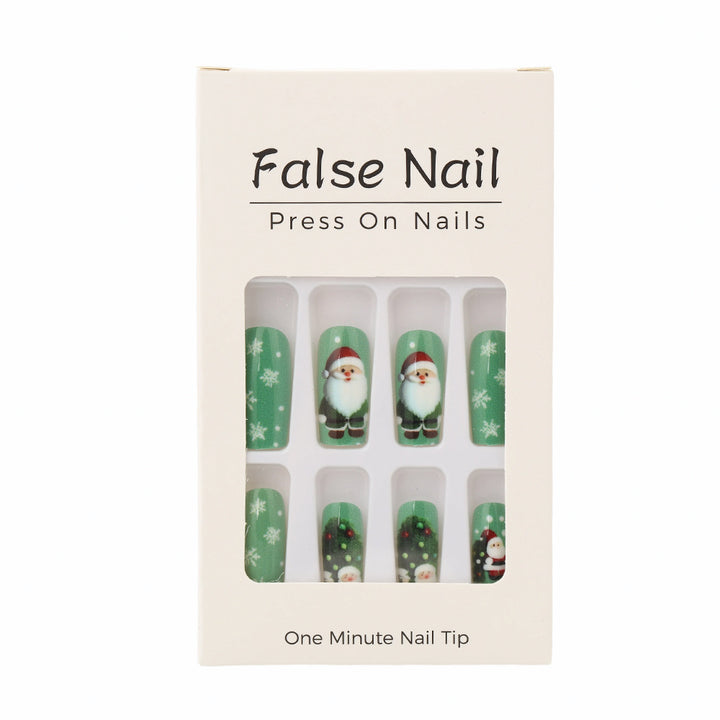 Glittering artificial nails in festive Christmas design Bowlift