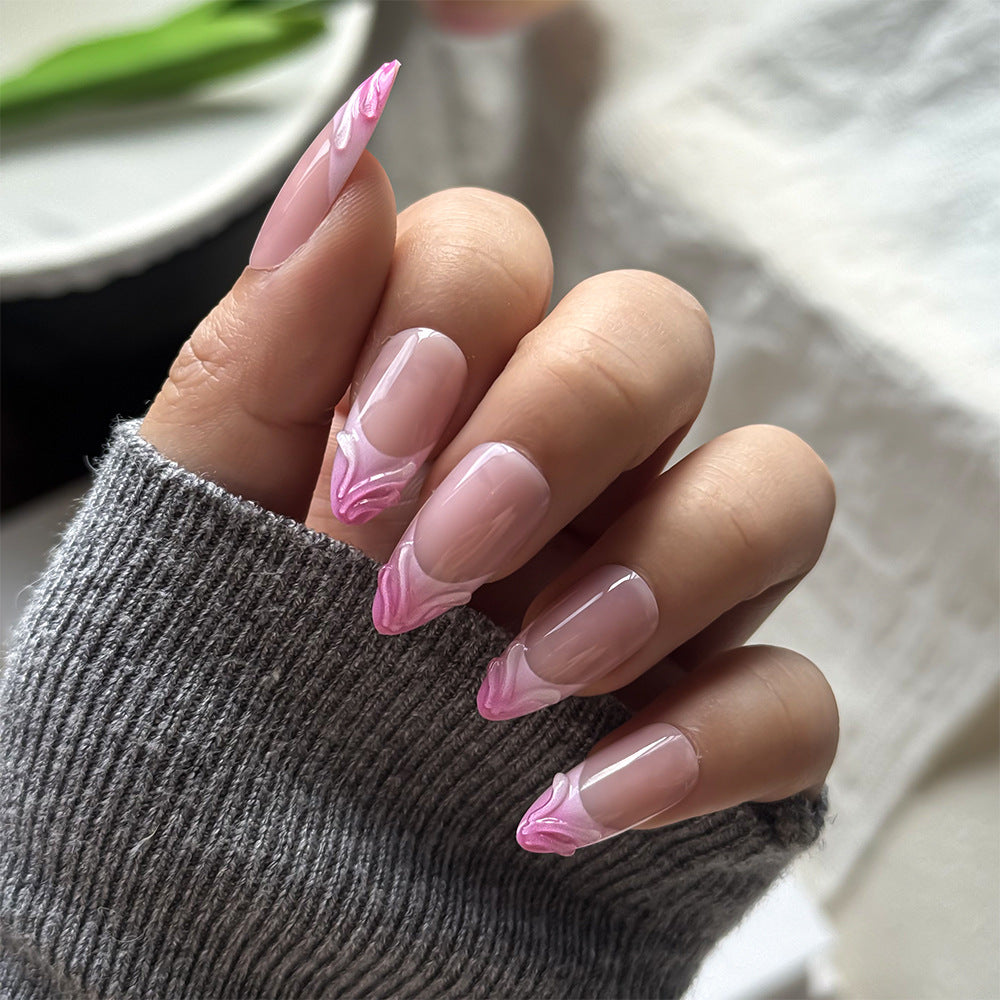 Elegant Artistic Floral Press-On Nail Set Bowlift