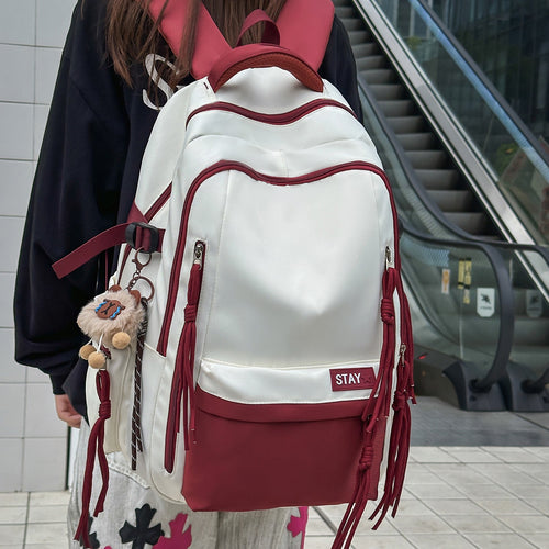 Backpack with Cute Animal Pendant and Practical Compartments Bowlift
