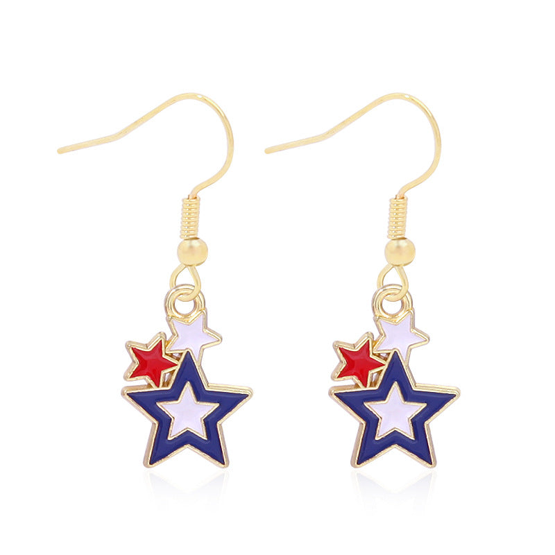 Women's long multi-layer star drop earrings with crystal embellishments and rhodium-plated alloy Bowlift