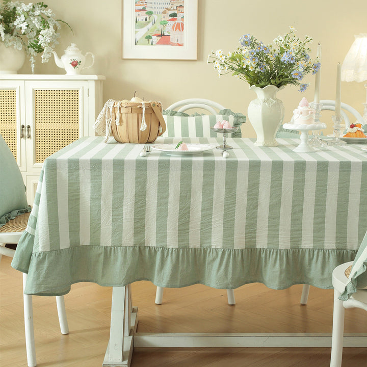 Ruffled Striped Tablecloth