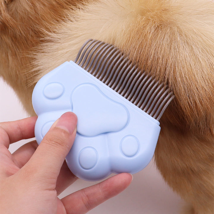 Pet Grooming Silicone Paw-Grip Flea and Deshedding Comb with Flexible Metal Teeth Bowlift