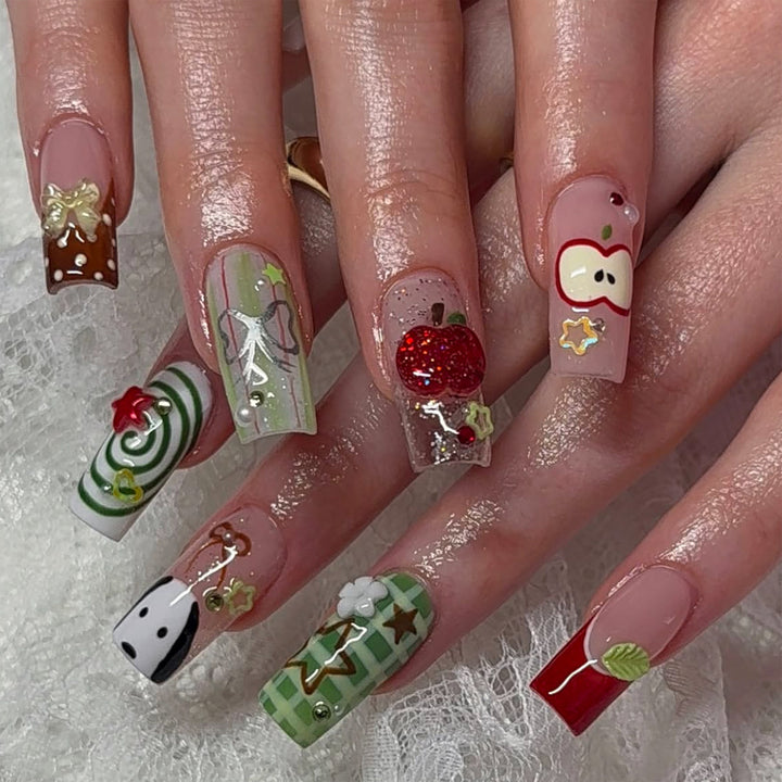 Artificial fingernails with festive designs Bowlift