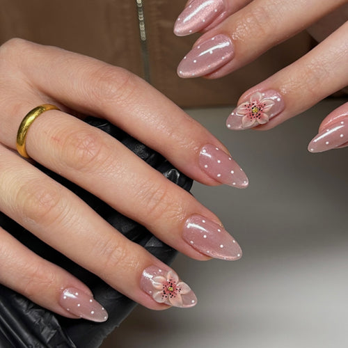 Premium Adhesive Press-On Nail Set with Floral Patterns Bowlift