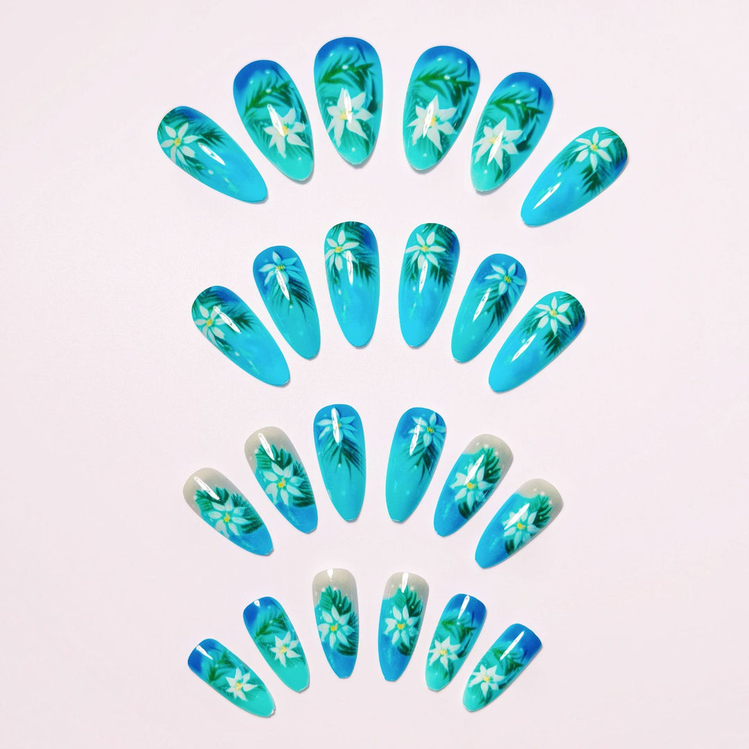 Creative Art Nails with Blooming Flower and Leaf Design Bowlift