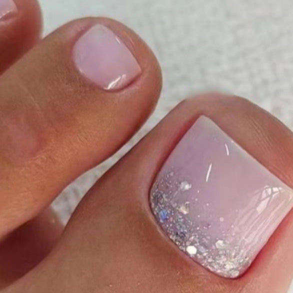 Elegant Glitter Ombre Toe Nail Art Bowlift