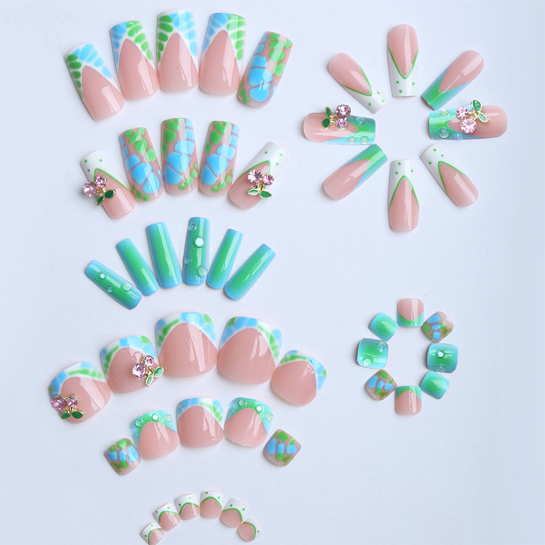 Artistic Nail Extension with Glitter Accents Bowlift