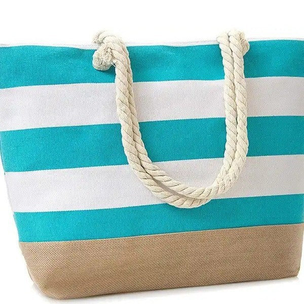 Beach bag with maritime stripes and sturdy rope handles Bowlift