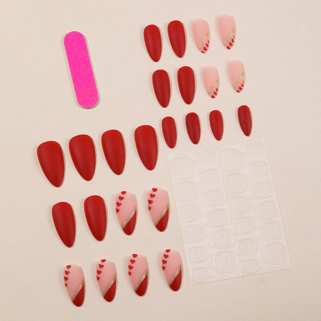 Heart-Accent Stiletto Nail Art Bowlift