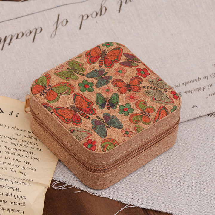 Compact Floral Cork Jewelry Travel Organizer Case Bowlift