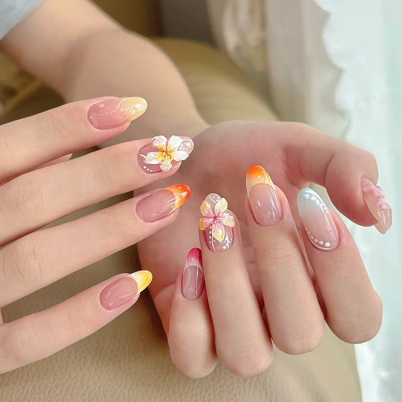 Floral and Ombre Press-On Nail Art Set Bowlift