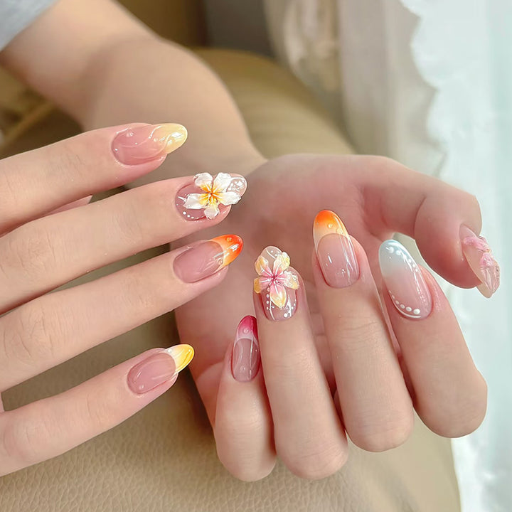 Floral and Ombre Press-On Nail Art Set Bowlift