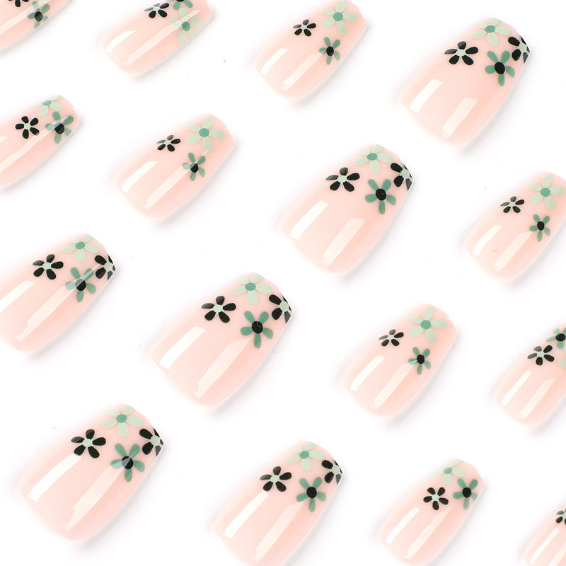 Artful Nail Extensions with Floral Design Bowlift