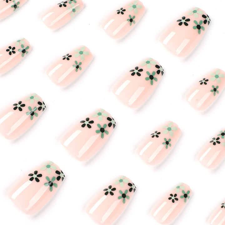 Artful Nail Extensions with Floral Design Bowlift
