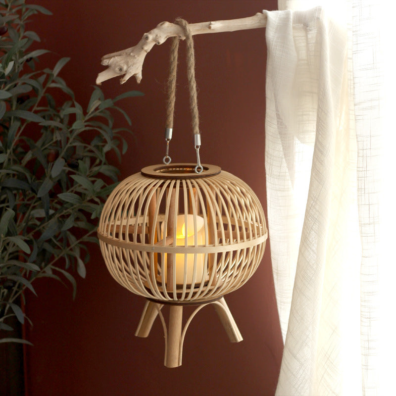Stylish hanging lamp made of natural material Bowlift