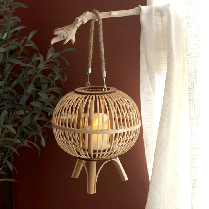 Stylish hanging lamp made of natural material Bowlift
