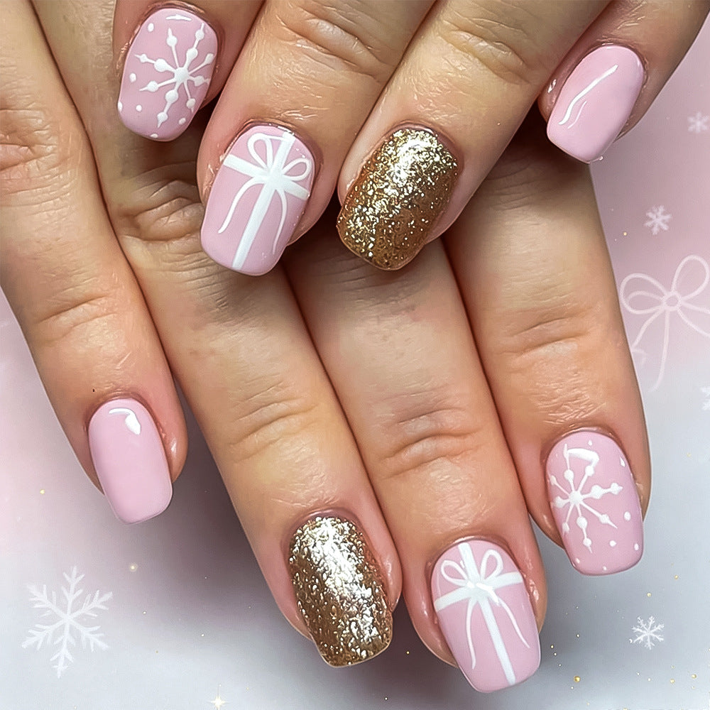 Festive Winter-Themed Press-On Nail Art Bowlift