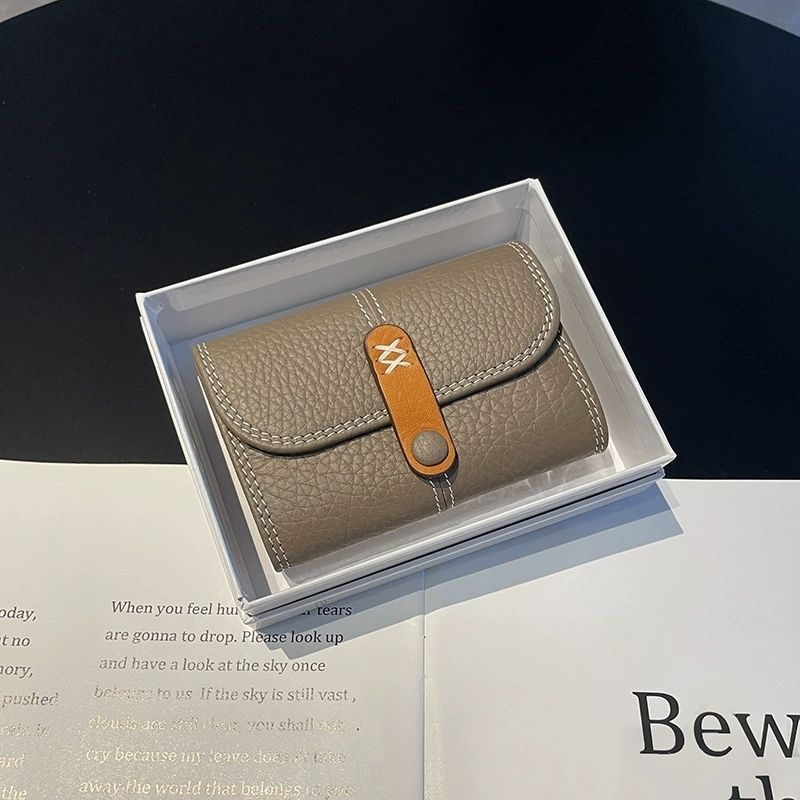 Textured Leather Tri-Fold Wallet Bowlift