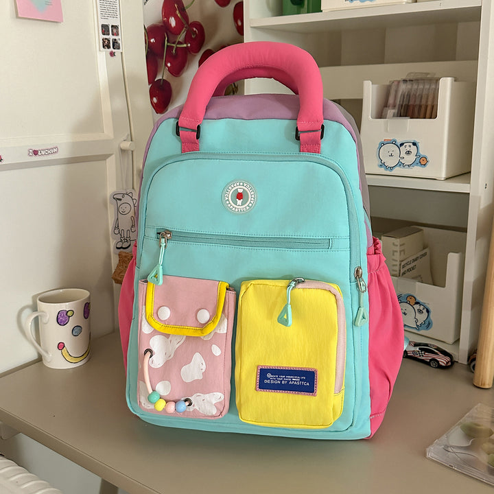 Color Block Multi-Functional Backpack Bowlift