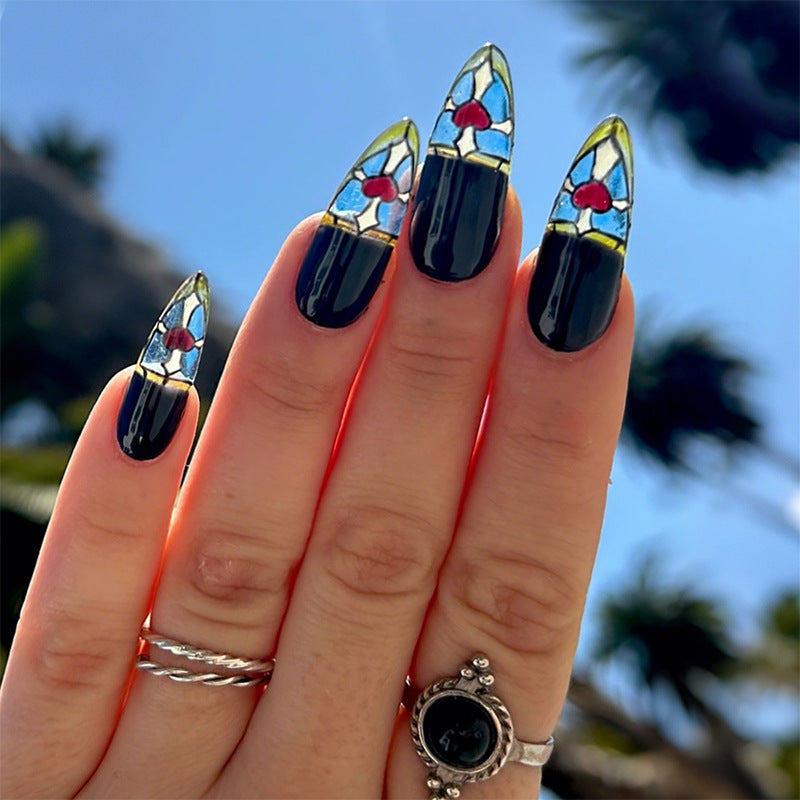 Artistic Stained Glass Press-On Nail Set Bowlift