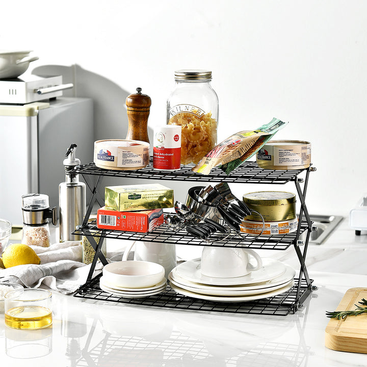 Foldable Kitchen Rack Made of Sturdy Metal Grid Bowlift