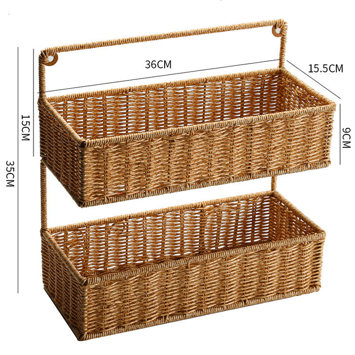 Two-Tiered Handwoven Storage Basket Bowlift