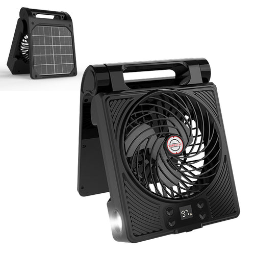 Unisex portable folding rechargeable battery fan with LED flashlight and solar charging function Bowlift