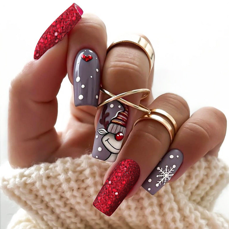artful nail set with festive glitter and Christmas motifs Bowlift