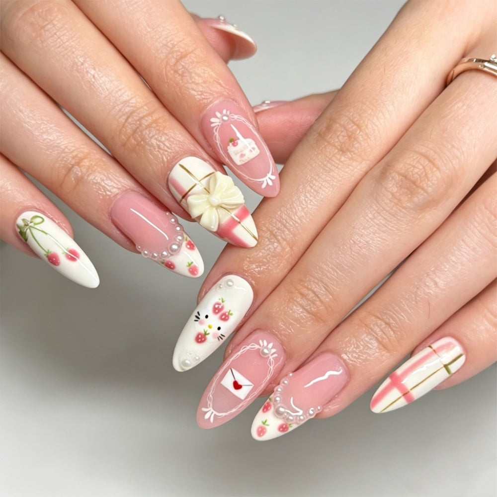 Chic Almond-Shaped Press-On Nail Set Bowlift