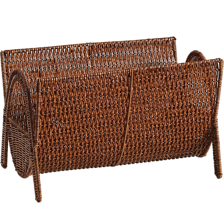 Unisex Rectangular Magazine Basket made of Handwoven Rattan Bowlift