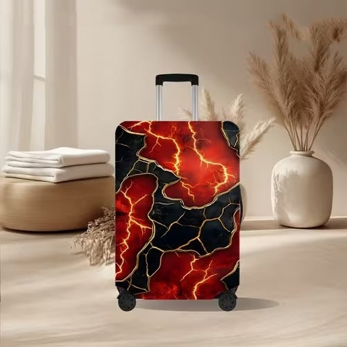 Unisex nan elastic suitcase cover with volcanic lava marble design, stretch protective cover for trolley Bowlift