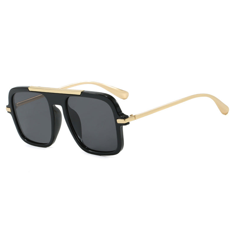 Women's square designer sunglasses with gold accents and protective UV filter Bowlift