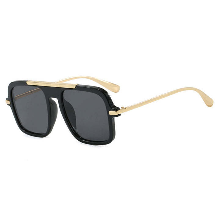 Women's square designer sunglasses with gold accents and protective UV filter Bowlift