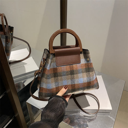 Plaid Structured Mini Handbag Bowlift