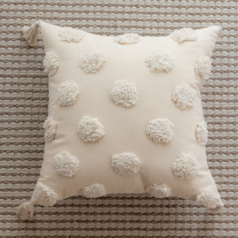 Boho Textured Chevron Tufted Tassel Throw Pillow
