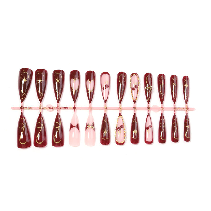 Premium Artistic Stiletto Press-On Nail Design Bowlift