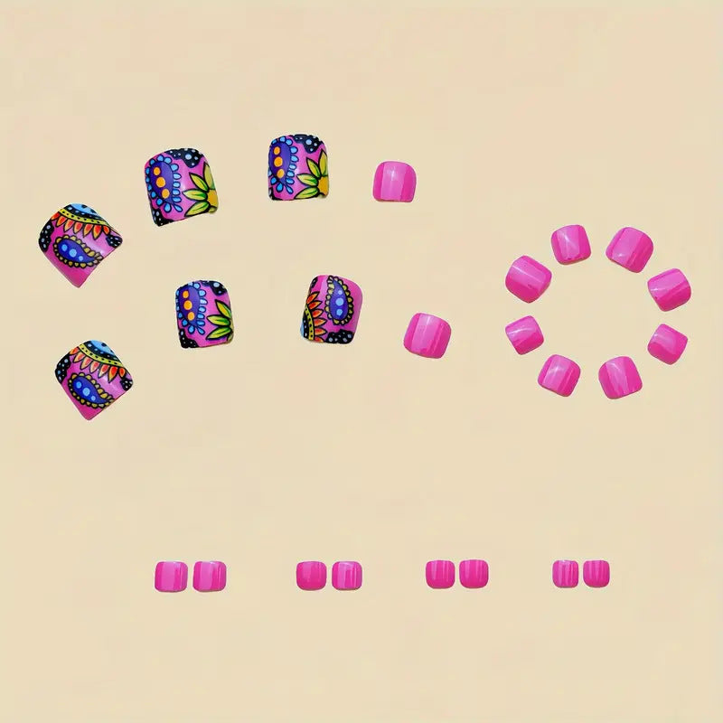 Artificial nail set with colorful mandala design Bowlift