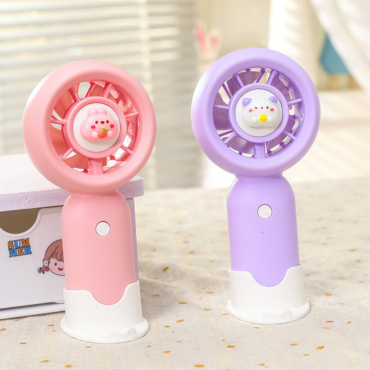 Women Portable Hand Fan with Cute Bear Design Bowlift