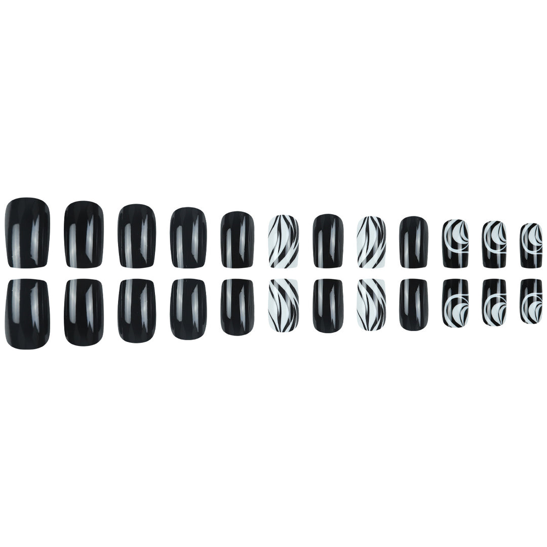Artistic Press-On Nail Set with Elegant Swirl Design Bowlift