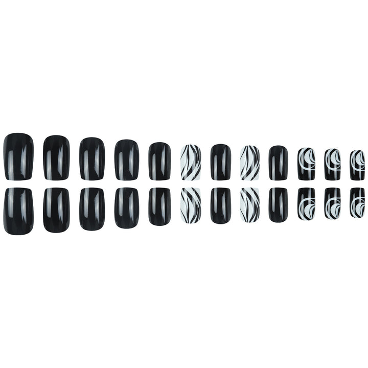 Artistic Press-On Nail Set with Elegant Swirl Design Bowlift