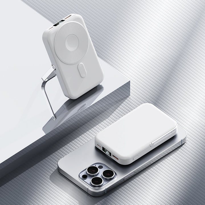 Portable power bank with foldable stand and digital charge level indicator Bowlift