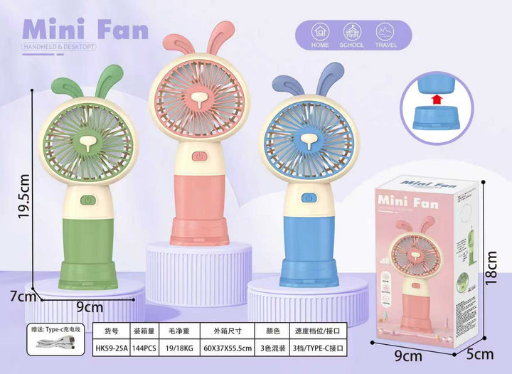 Unisex Handheld Fan with flexible design and integrated USB charging function Bowlift
