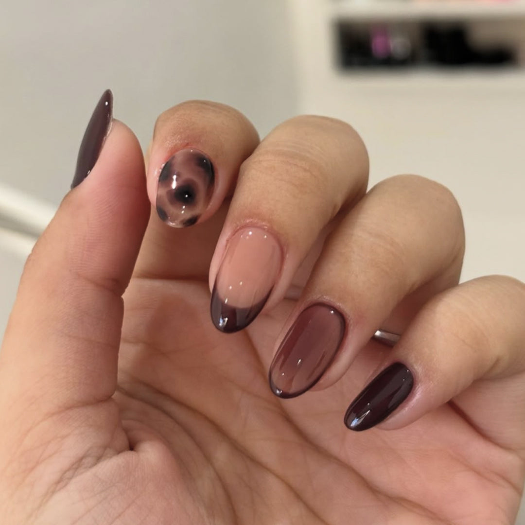 Elegant Artificial Nails in Fashionable Mink Brown Color Bowlift