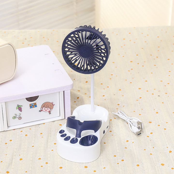 Women's portable USB table fan with flexible gooseneck and integrated light Bowlift