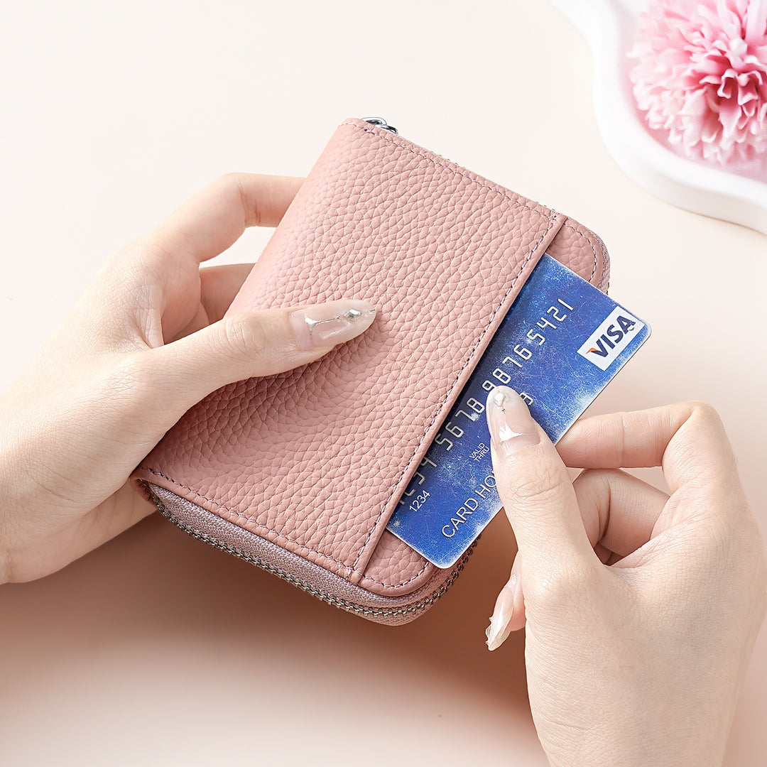 Multi-Functional Zippered Leather Wallet