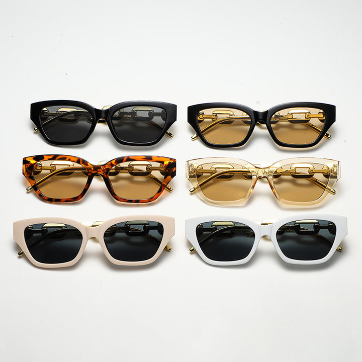 Women's Cat-Eye Sunglasses with Decorative Chain Frame Bowlift